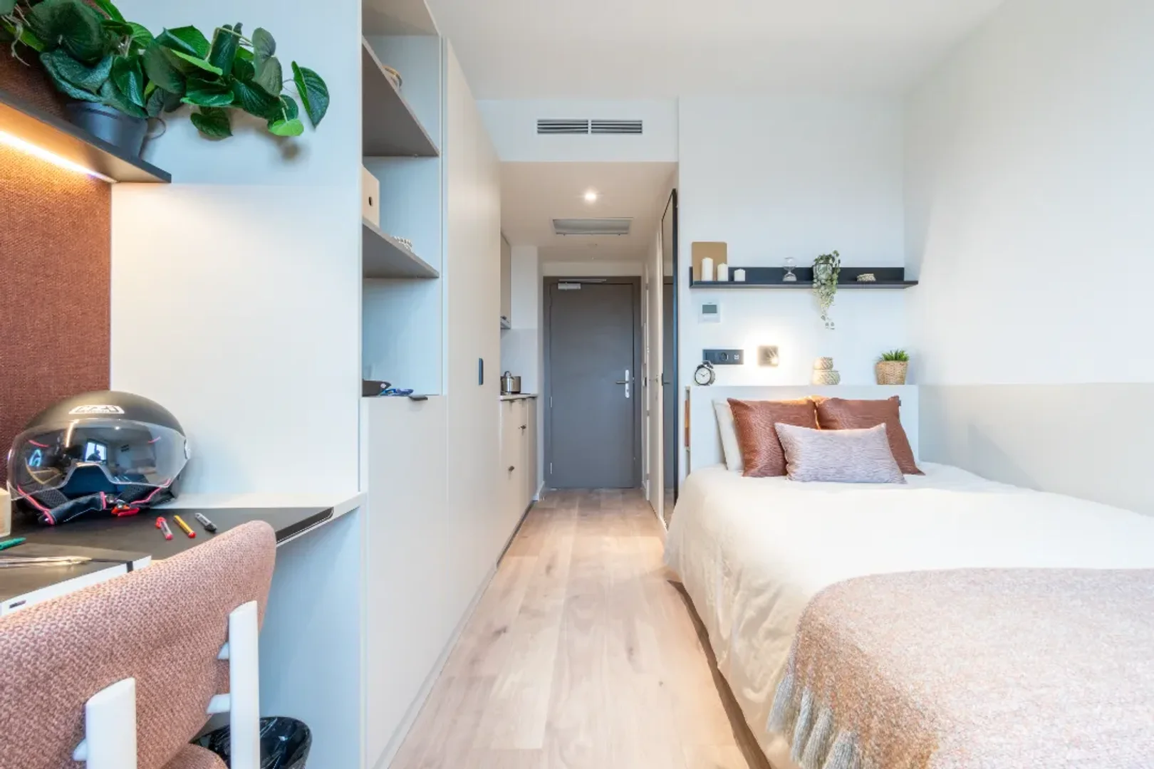Affordable studio apartment with essential features in