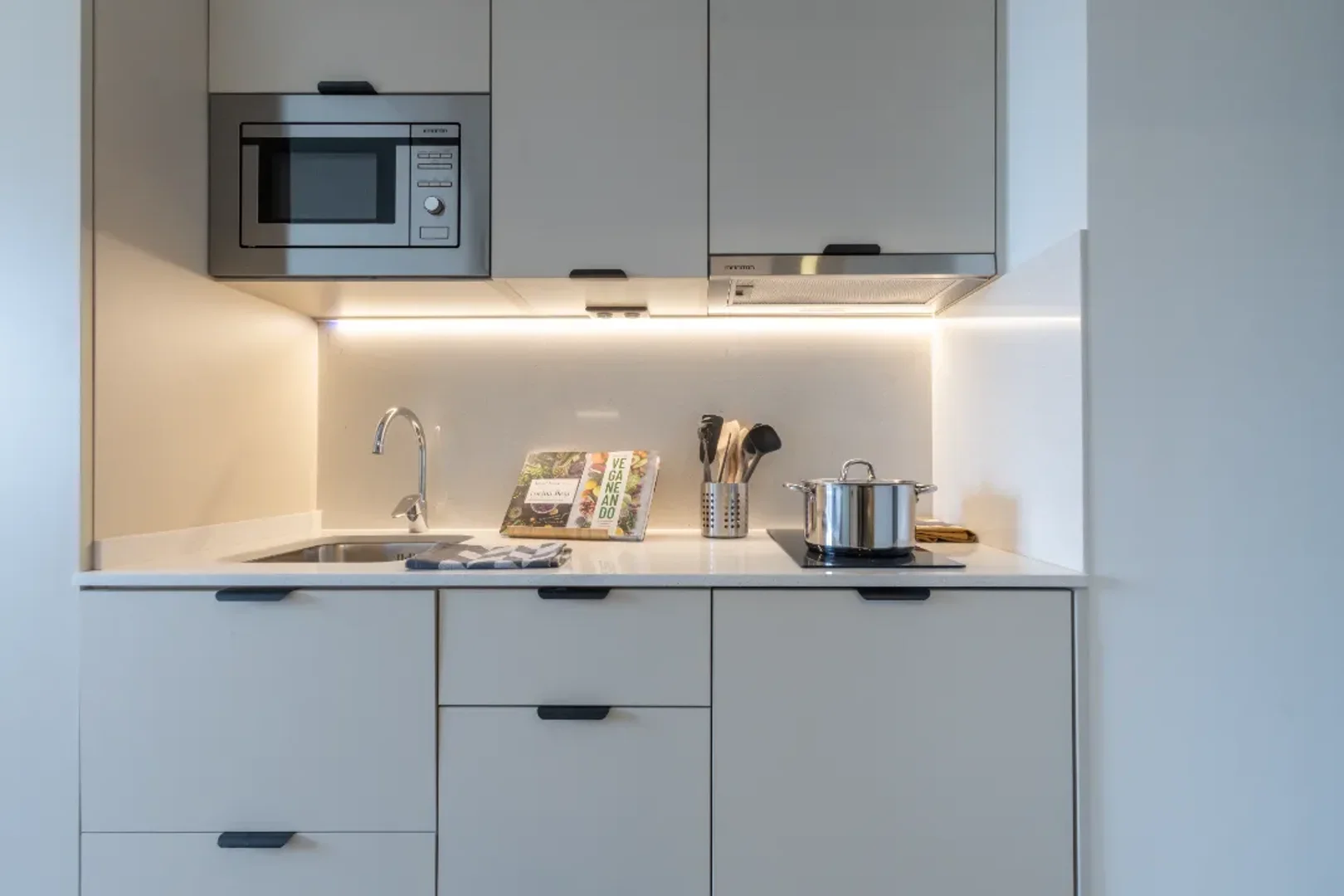 Minimalist student studio in with efficient layout