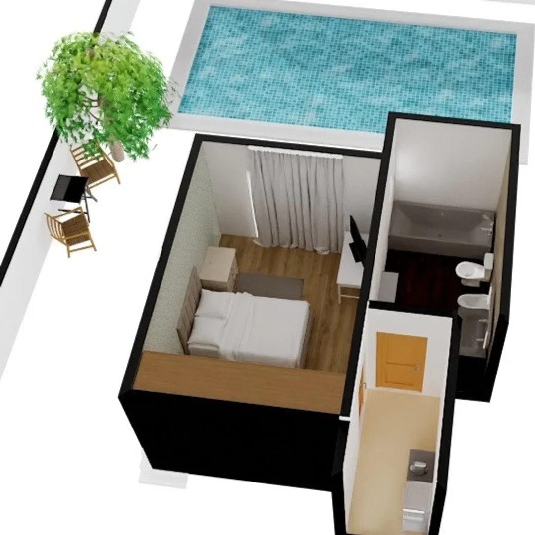 Quarto acessível para estudantes com iluminação ampla em