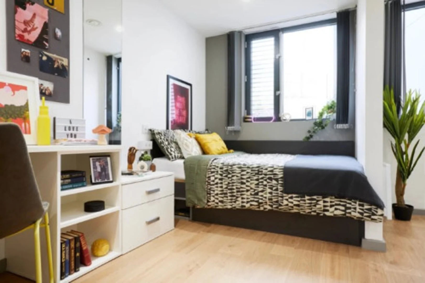 Student room in  with study area and shared facilities