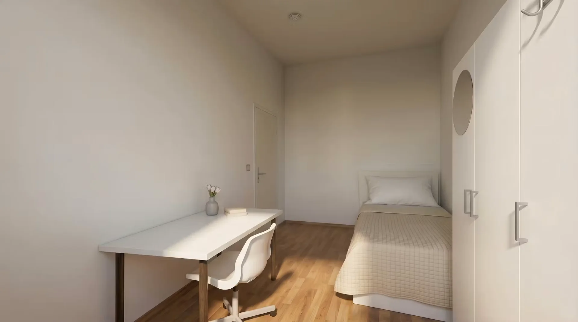 Chambre d'étudiant à  avec espace d'étude et installations communes