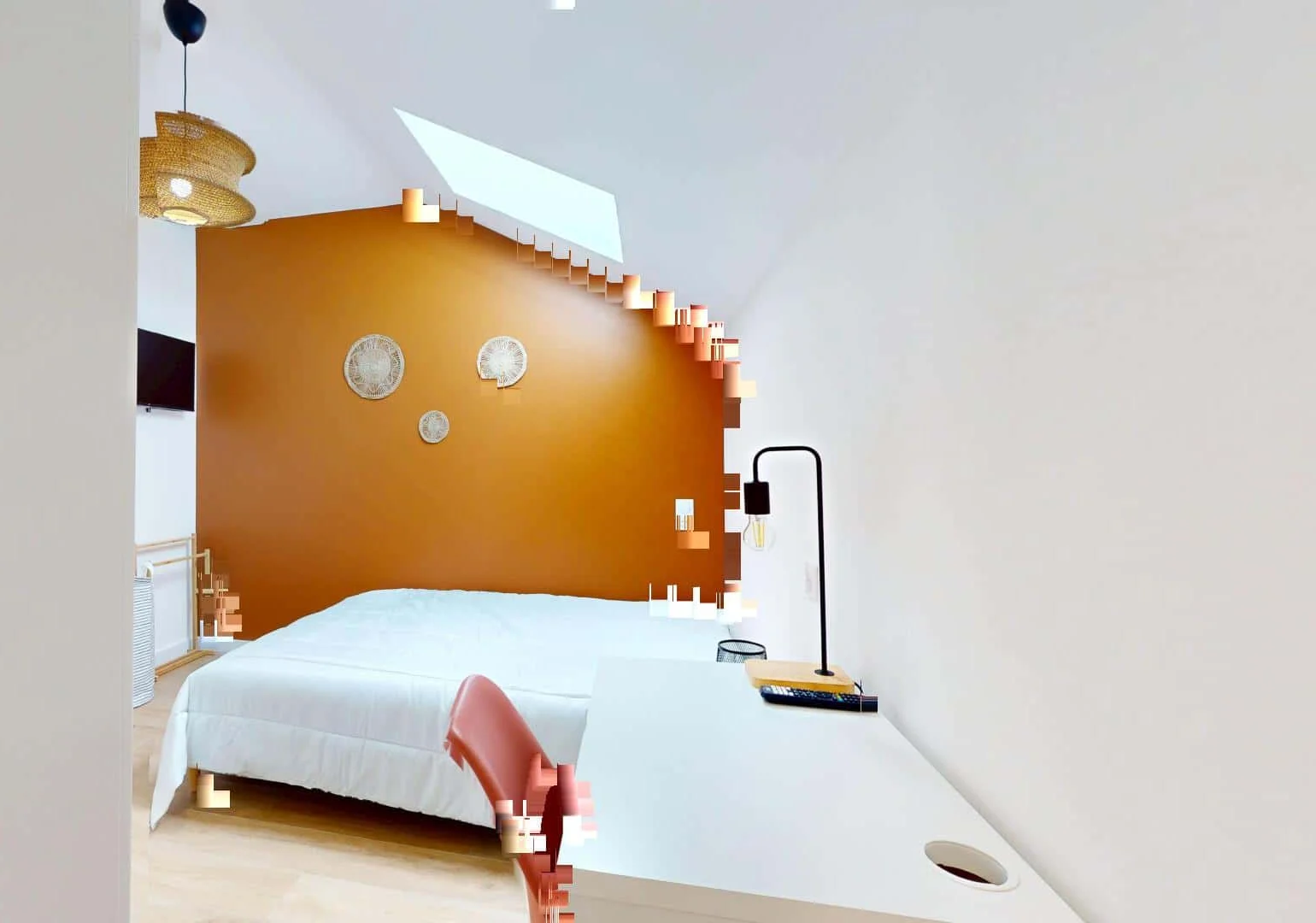 Student room in  with study area and shared facilities