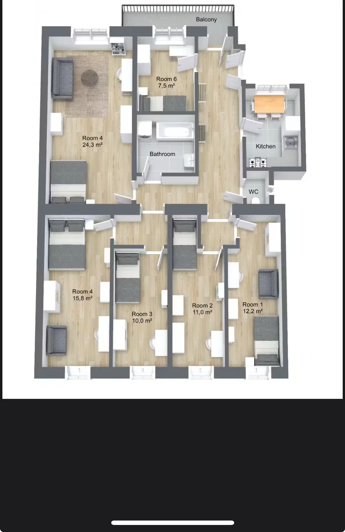 Habitación estudiantil amplia y cómoda en 