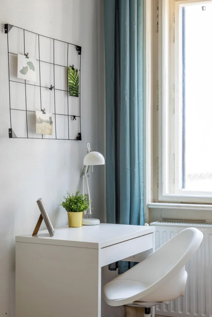 Quarto acessível para estudantes com iluminação ampla em 