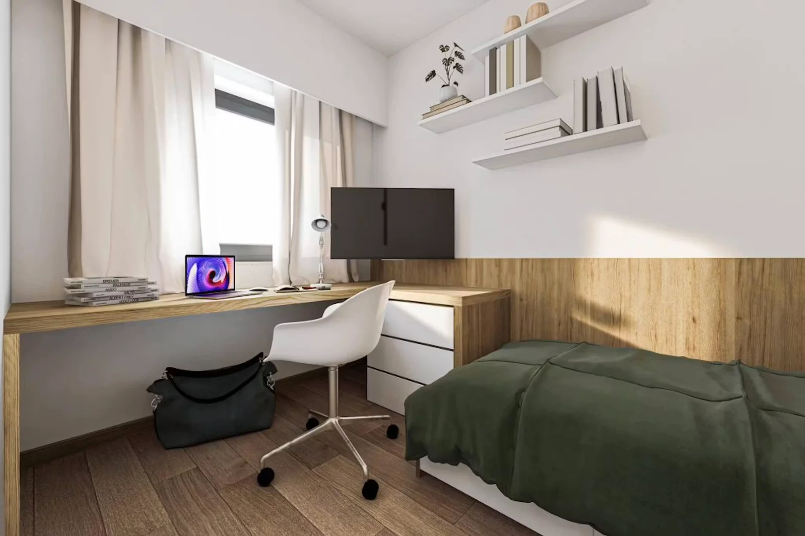 Habitación asequible para estudiantes con buena iluminación en 