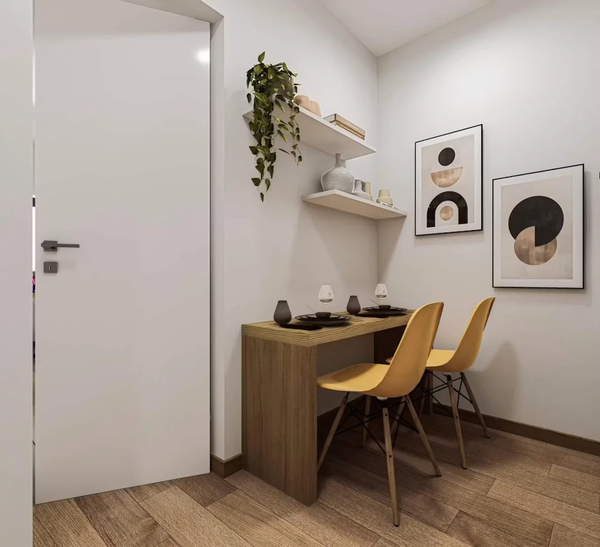 Habitación estudiantil funcional perfecta para estudiar en 