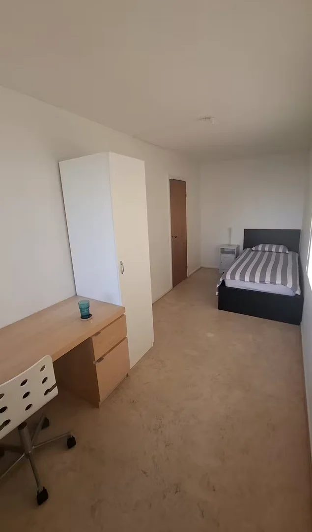 Quarto acessível para estudantes com iluminação ampla em 
