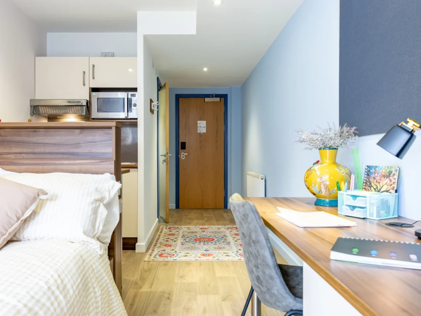 Affordable studio apartment with essential features in