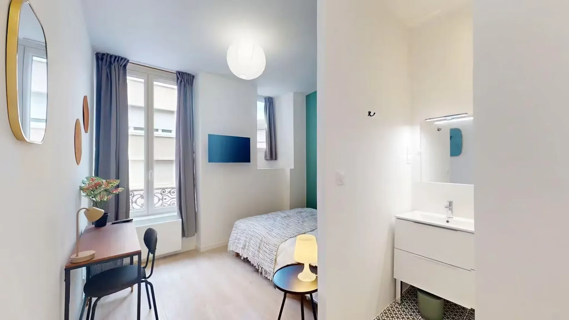 Chambre abordable pour les étudiants avec un bon éclairage dans
