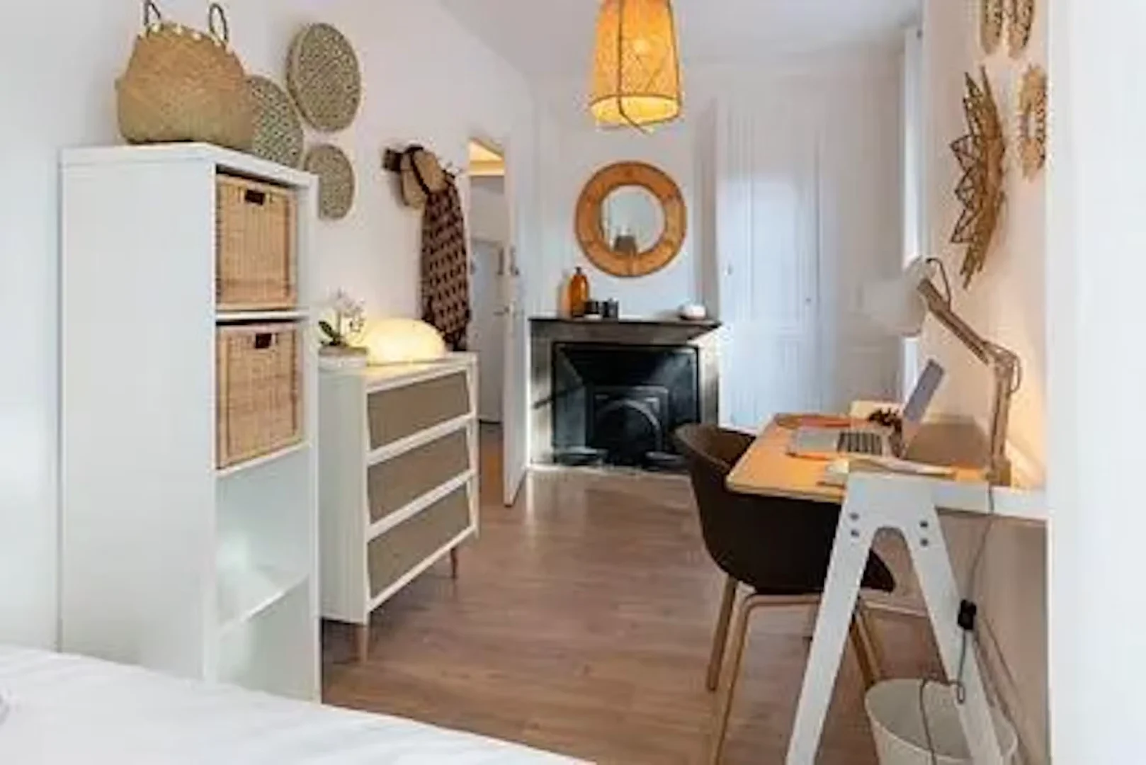 Student room in with study area and shared facilities