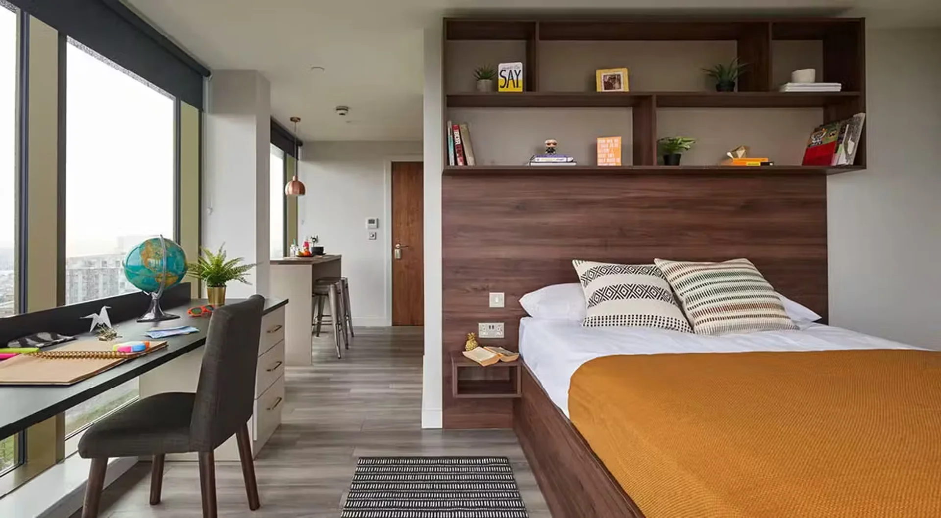Affordable room for students with ample lighting in 