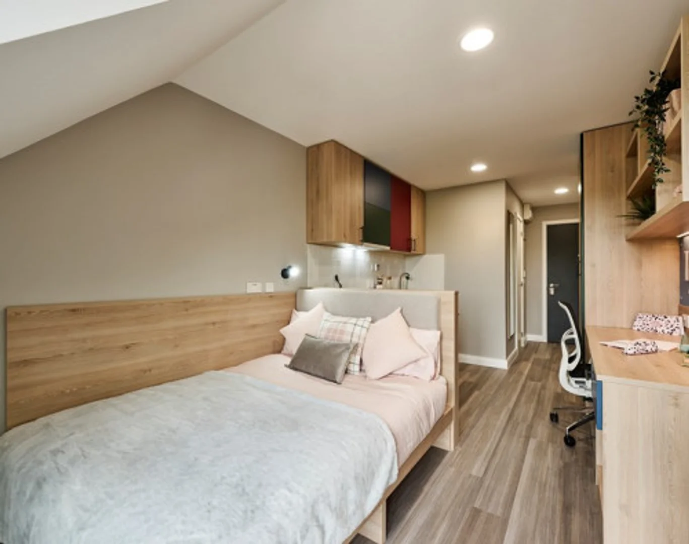 Student room in  with study area and shared facilities