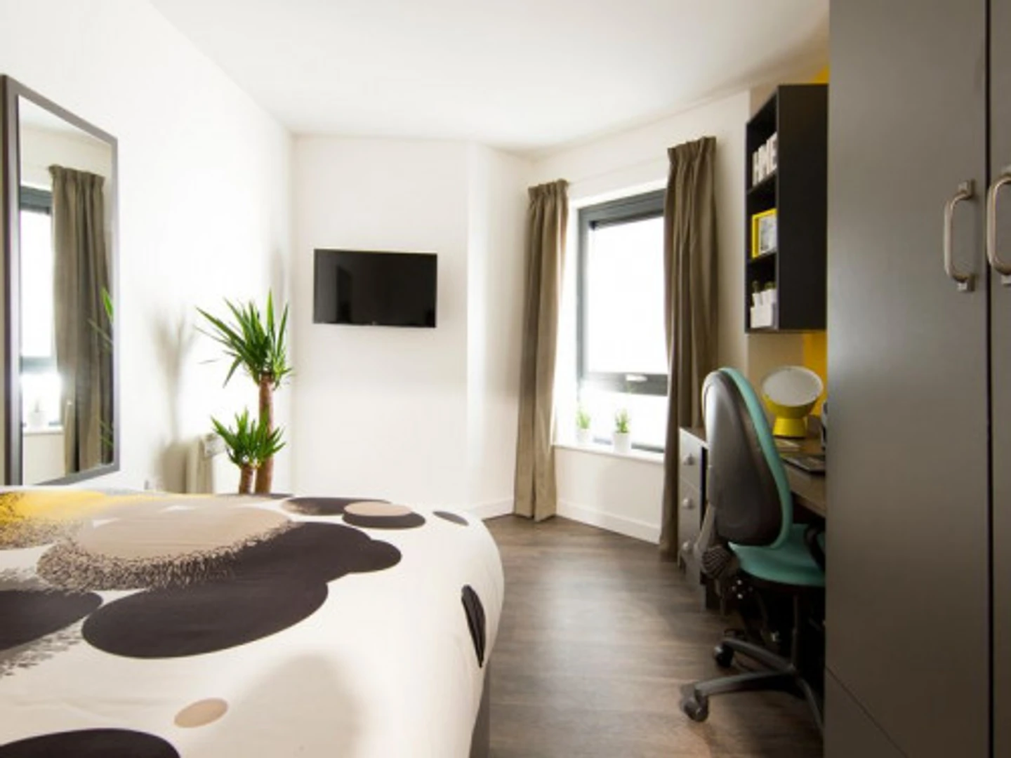 Student room in  with study area and shared facilities