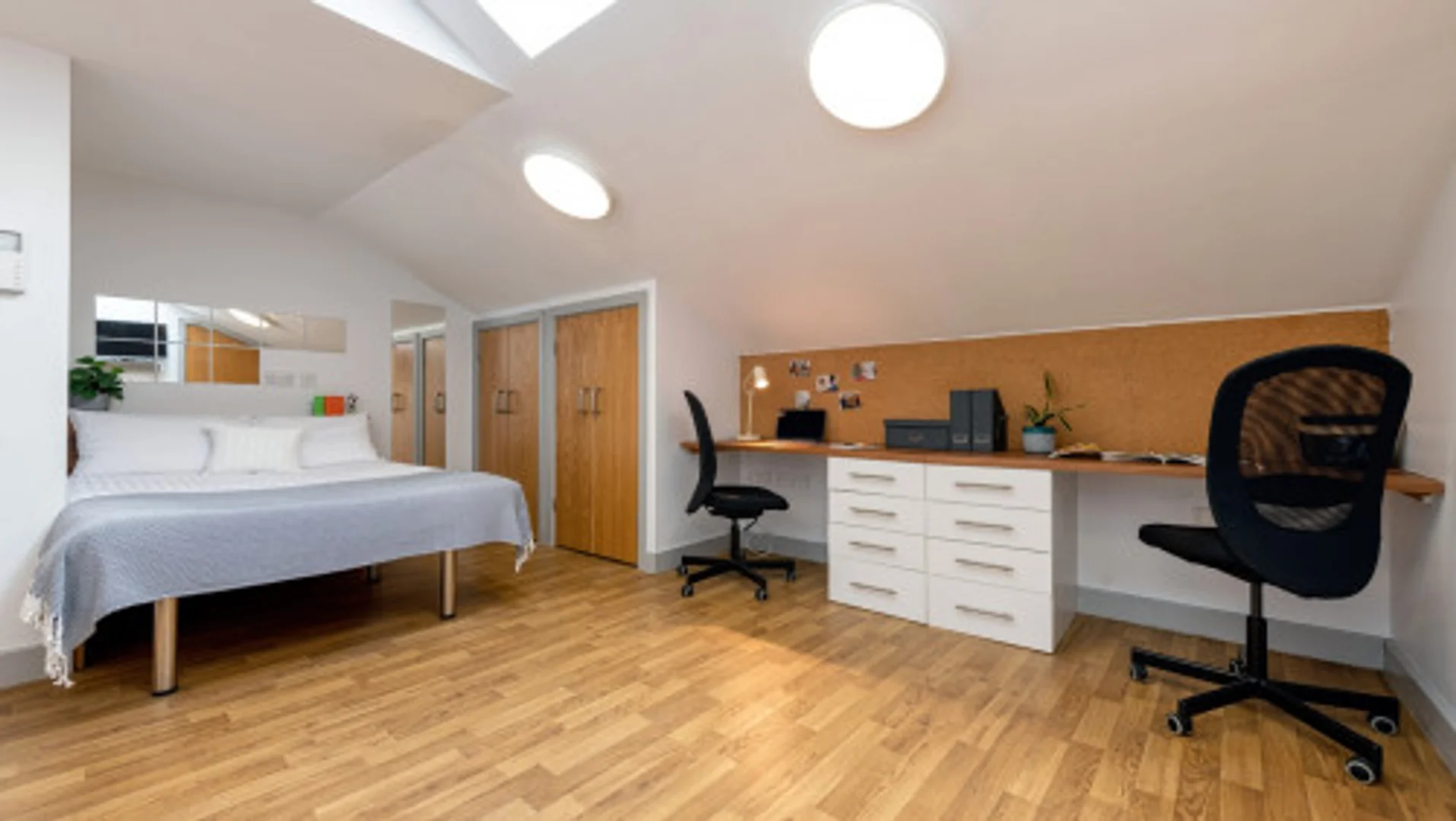 Chambre d'étudiant à  avec espace d'étude et installations communes