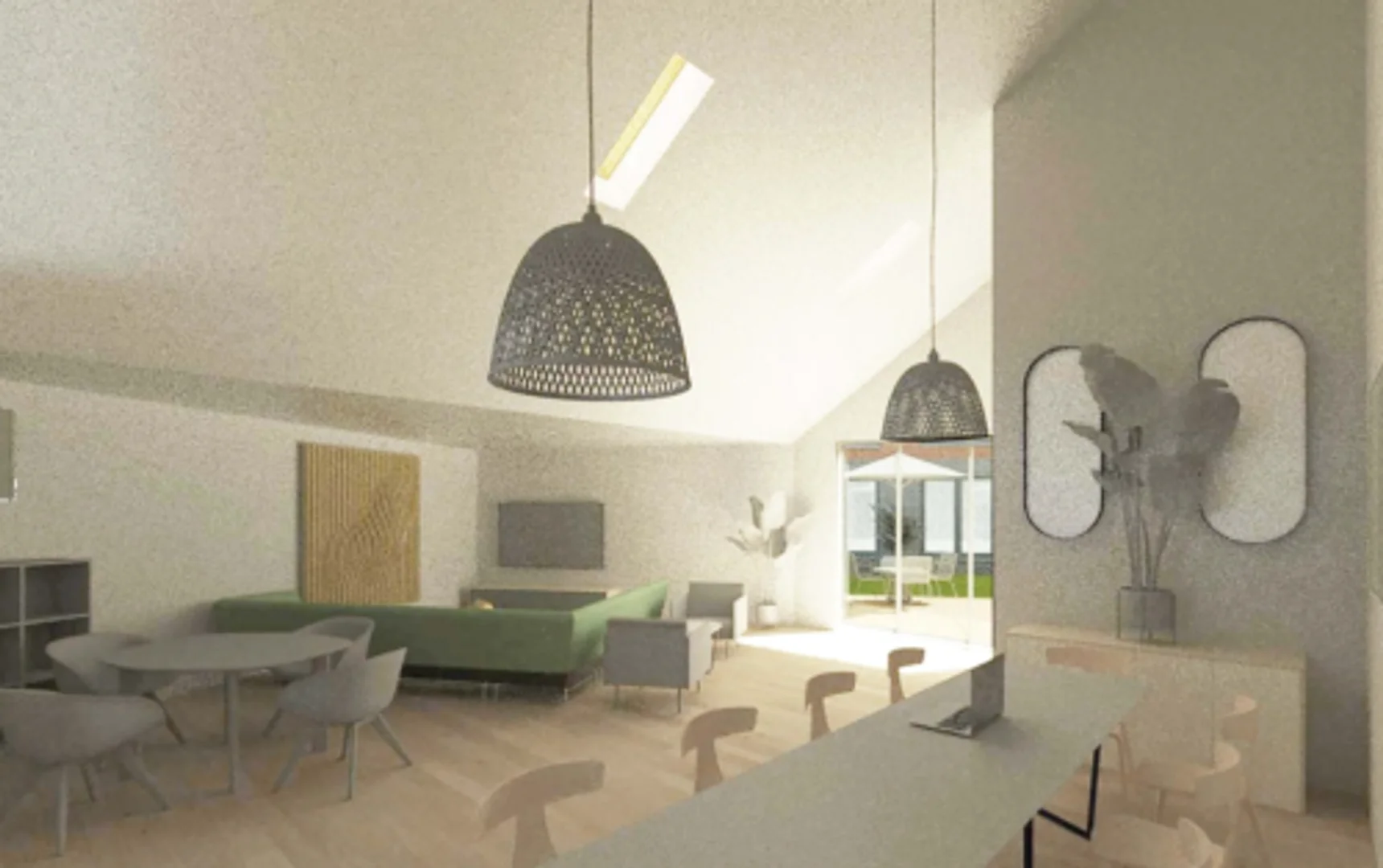 Quarto acessível para estudantes com iluminação ampla em 