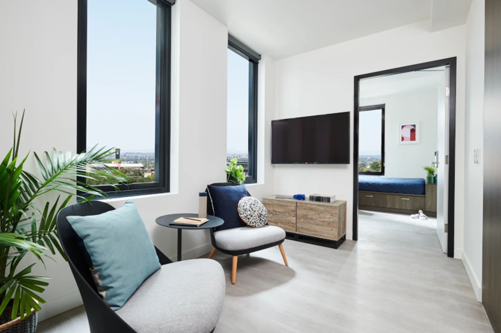 Affordable room for students with ample lighting in 
