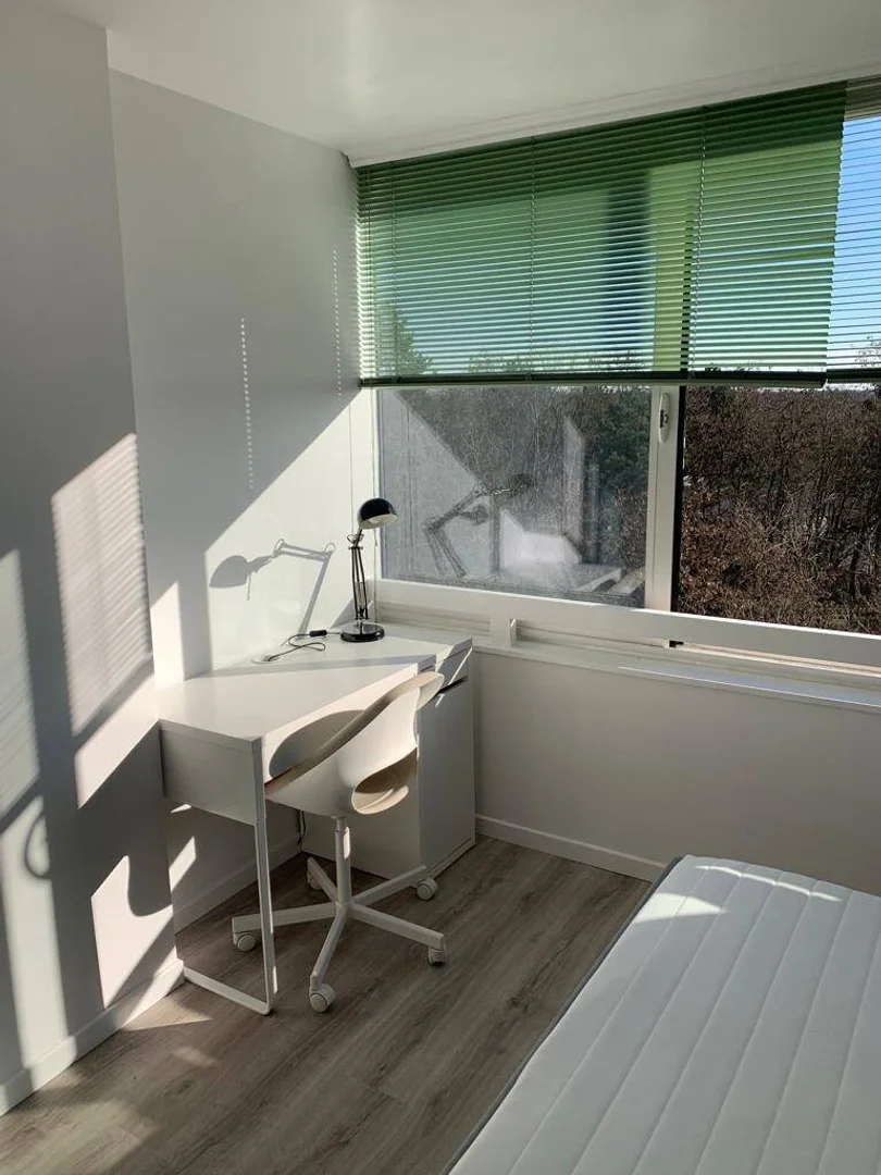 Quarto acessível para estudantes com iluminação ampla em 