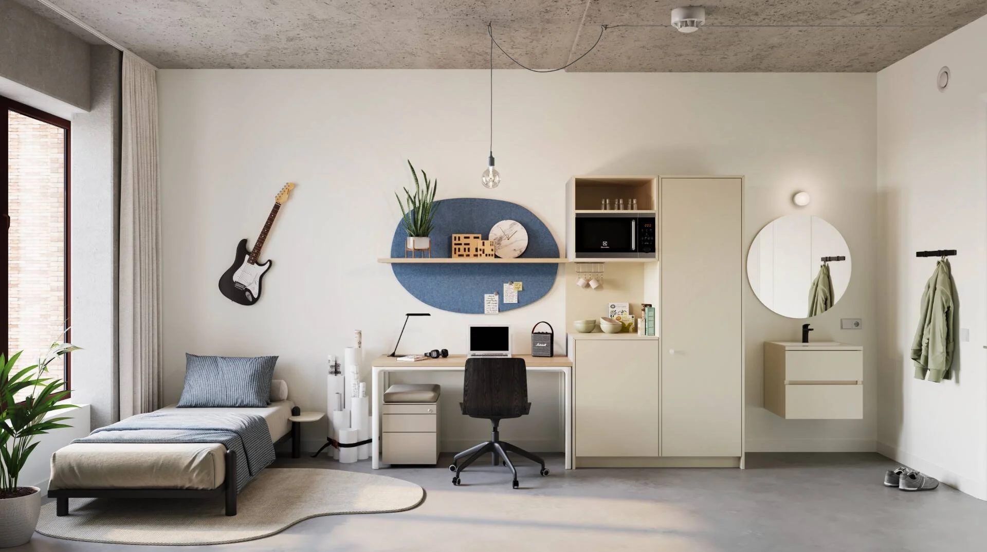 Habitación para estudiantes en  con área de estudio y facilidades compartidas