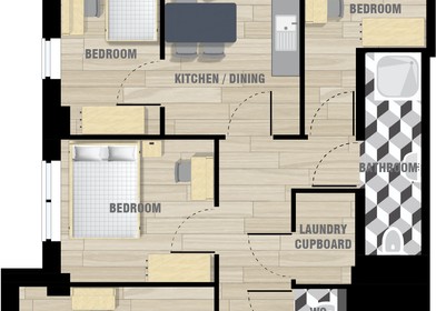 Quarto para alugar num apartamento partilhado em A Haia