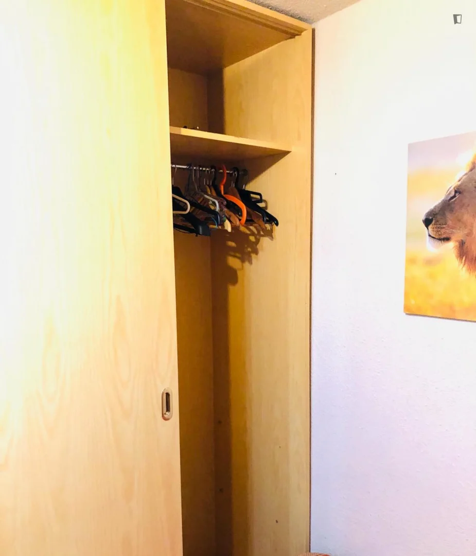 Quarto acessível para estudantes com iluminação ampla em 