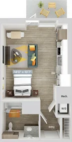 Estudio en residencia en 2, Leighton St., Unit 1-142, East Cambridge, Cambridge, MA, 02141, imagen 4 de 34