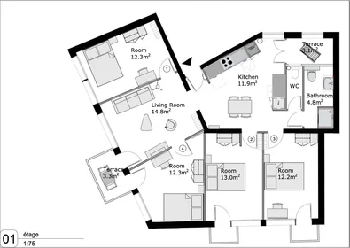 Privatzimmer in der 5 Bd Adolphe Billault Nantes 44200 FR, bild 13 von 13