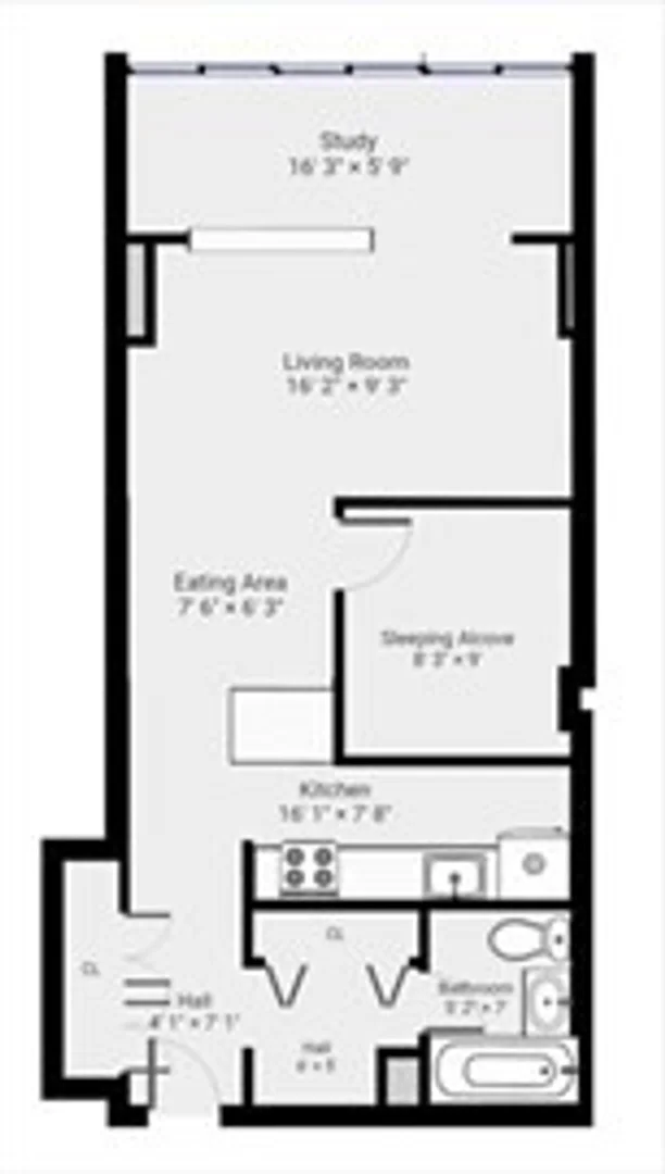 Minimalist student studio in  with efficient layout