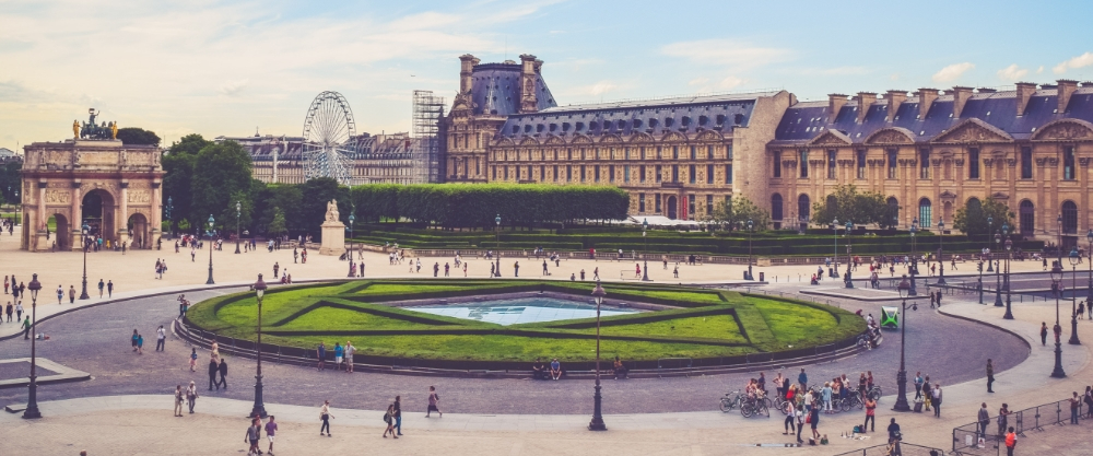 Panoramic view of Paris with its iconic monuments and the classical architecture of the university districts.